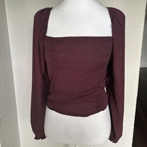 Abercrombie & Fitch Blouse Size Small Polka dots Smocked Puff Sleeve Size Medium